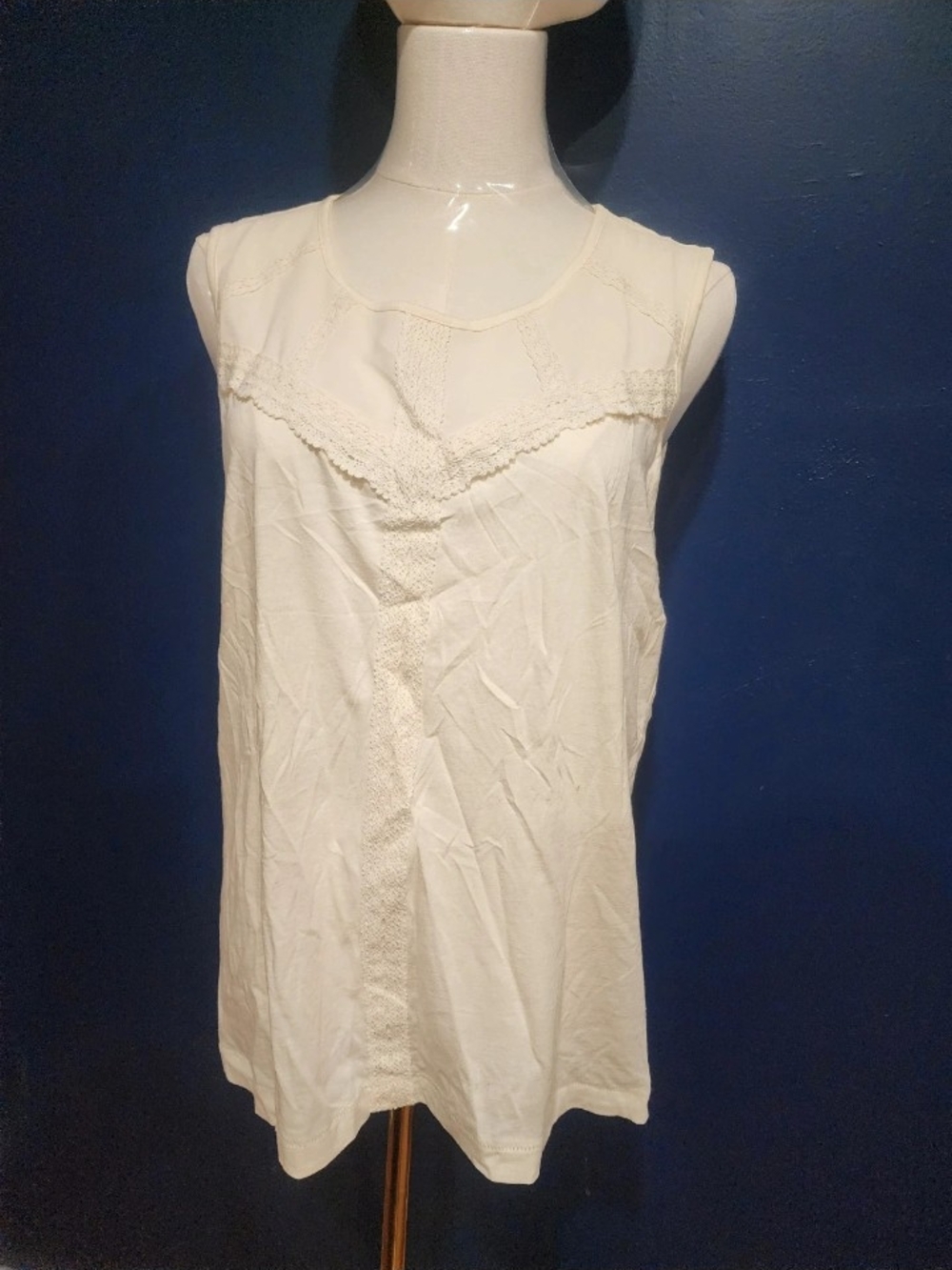 J. Crew Cream Sleeveless Tank with Crochet Trim